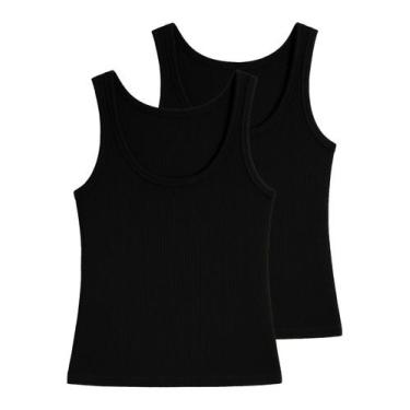 Imagem de Kit com 2 Blusas Feminina Regata Hering N1te, Preto, XG