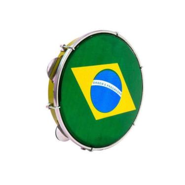 Imagem de Pandeiro Luen 10? Profissional Pele Bandeira Aro ABS 6 Afinações