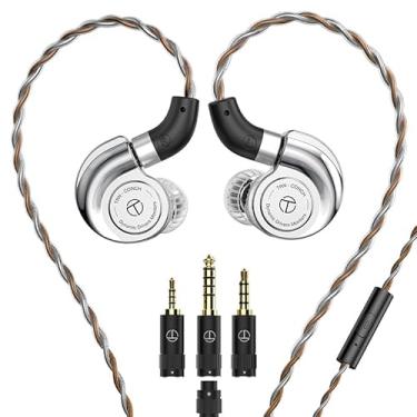 Imagem de TRN Conch Fones de ouvido com fio com microfone, monitores intra-auriculares HiFi com 3 bicos intercambiáveis (prata)