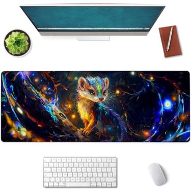 Imagem de Mounidso Tapete de rato grande com furão místico, tapete de rato para jogos, base de borracha antiderrapante, acessórios de escritório, tapete de mesa, tapetes de rato de animais para escola, trabalho