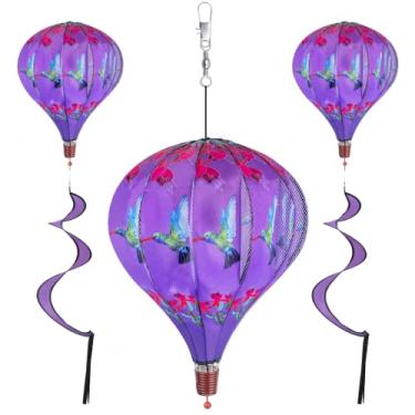 Imagem de BusyLittleBee Pacote Com 2 Balões De Ar Quente Arco-Íris, Moinhos Vento E Giradores Jardim, Decorações Grandes Para Pendurar Ao Livre, Enfeites Meia Gramado Quintal