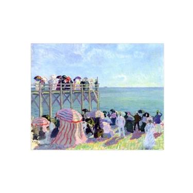 Imagem de BMZFYBS Pinturas a óleo famosas - imagem de arte clássica - reprodução de praia e cais impressão giclée em tela - pôster e impressões para decoração de parede 60 x 80 cm 24 x 31 pol sem moldura