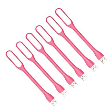 Imagem de JieruiDeng Mini luz USB, lâmpada LED flexível, luz noturna portátil para banco de energia de computador, laptop, notebook, teclado USB, luz de leitura, pacote com 6 unidades (rosa)