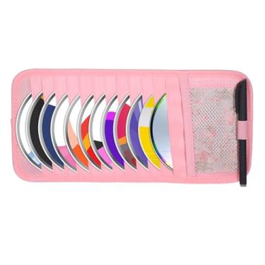 Imagem de Suporte de CD de carro rosa organizador de viseira de sol de grande capacidade com 12 capas de armazenamento de DVD, 1 bolso de malha, 1 suporte de caneta e alça elástica