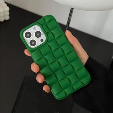 Imagem de Capa de silicone macio com padrão de trama de cubo 3D para iPhone 14 13 Pro Max 11 12 Mini X XS XR 6S 7 8 Plus SE Capa fosca à prova de choque, verde escuro, para iPhone XR