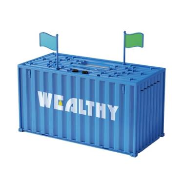 Imagem de NEXTAKE Cofre inteligente de moedas, cofrinho em forma de contêiner, máquina automática de reconhecimento e contagem de dinheiro com visor LCD (azul)