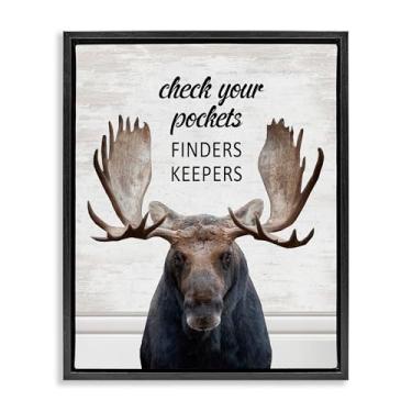 Imagem de Stupell Industries Lembrete de lavanderia Check Pockets arte de parede em tela flutuante com moldura preta, design por Lettered and Fored, 43 x 53 cm