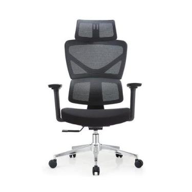 Imagem de Cadeira Presidente Premium tela e espuma injetada braço3DCromada G0031