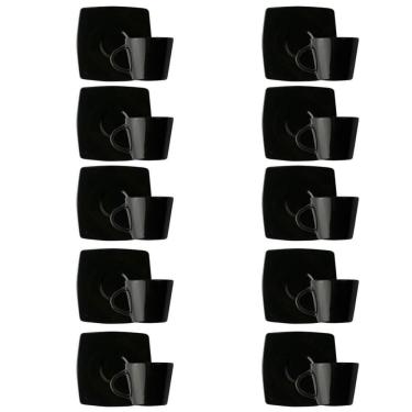 Imagem de Conjunto 10 Xícaras de Café com Pires Preta 90ml em Porcelana Oriental Germer