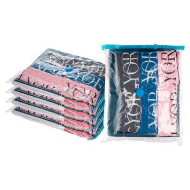Imagem de Kit 5 Saco a Vácuo Organizador de Roupas Viagem Mala 60x50cm Lyor