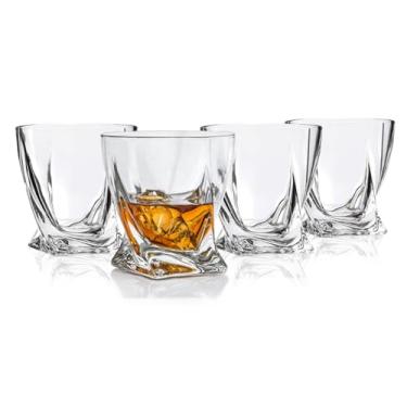 Imagem de LEMONSODA Copos torcidos premium - Conjunto de 4, 12, 48 - Copos de uísque elegantes para Scotch, Single Malt - Conjunto de vidro antigo em caixa de presente - Copos de uísque Rocks - Home Bar [2024