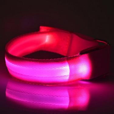 Imagem de (Pink) - Fashion & cool LED Slap Band, USB Rechargeable Light Up Sport Armband, Glow in The Dark Adjustable Bracelets for Men & Women, Night Safety Lights for Running, Jogging Cycling, Hiking