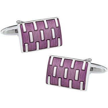 Imagem de Abotoaduras redondas azuis esmaltadas concentradas Cuff-Daddy com caixa de apresentação
