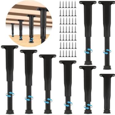 Imagem de GBACHOOSE 8 peças de pernas de suporte de cama ajustáveis, pernas de suporte central para moldura de cama de 21 a 37 cm de altura para ripas de cama King Queen, moldura resistente, sofá, cômoda
