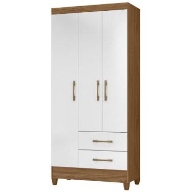 Imagem de Roupeiro Moval 3 Portas 2 Gavetas Lima, Naturale e Branco