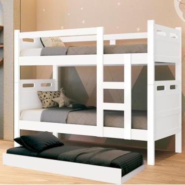 Imagem de Treliche Barreto Multifuncional Vira 2 Camas com Cama Auxiliar,100% MDF, 156 x 94 x 204 cm, Suporta 100 kg por Cama (Branco)