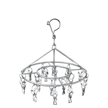 Imagem de Varal Suspenso Redondo Roupa Íntima Meia 20 Prendedores Pregador Aço Inox