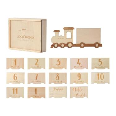 Imagem de YIJU Moldura de madeira para fotos de marcos mensais de bebê, decoração, para presente de mamãe, marcos mensais, adereços para fotos, lembrança