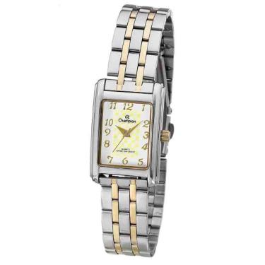 Imagem de Relógio Champion Retangular Prata Dourado Feminino Ch27327c