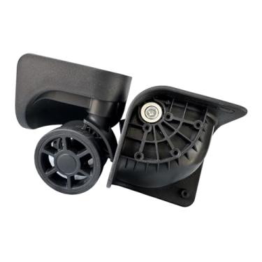 Imagem de KiBcsLic 2x Rodízios para malas, carrinho com rodas, fileira dupla para caixa de viagem, baixo ruído, fácil de instalar, peças de reposição, acessórios faça, Preto