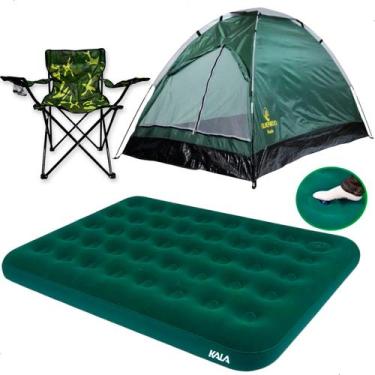 Imagem de Kit Barraca Camping 2 e 3 Pessoas + Colchão Casal + Cadeira - Guepardo