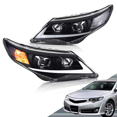 Imagem de Faróis de projetor de LED VLAND compatíveis com a versão Camry 2012-2015 dos EUA, farol alto vem com halogênio H7, farol baixo serve para lâmpadas LED D2S