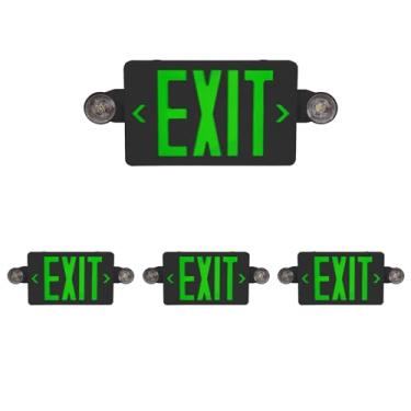 Imagem de CM MZY Caixa Preta, Luz De Emergência Verde Com Duas Cabeças Ajustáveis, Bateria Reserva, Padrões Dos Eua, Certificação Ul, Combinação Para Empresas, Ca 120/277 V, Pacote 4