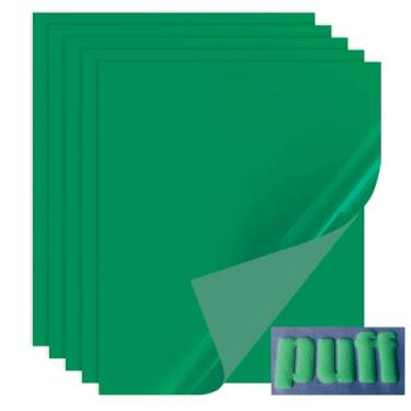 Imagem de Tvinyl Warehouse Transferência De Calor Em Vinil Puff Verde, 5 Peças Htv Para Camiseta, Ótima Adesão E Efeito Inchado