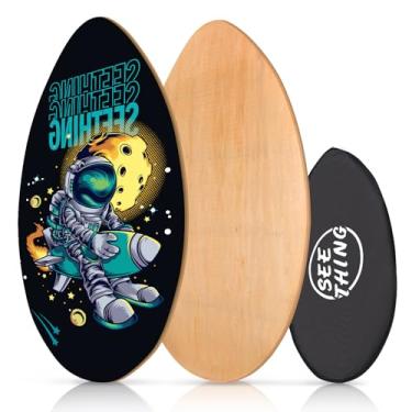 Imagem de seething Skimboard De 35" Com Revestimento Madeira Alto Brilho Para Iniciantes, Crianças, Adolescentes, Adultos E Todos Os Tipos Skimming (Spaceman)