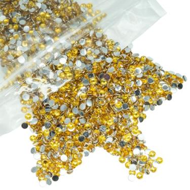 Imagem de qiipii 5000 Peças De Strass Resina Cristal Amarelo Dourado 4 Mm Para Artesanato, Pedras Douradas Com Fundo Plano, Diamantes A Granel, Pingentes, Suprimentos Unhas, Rosto, Olhos, Maquiagem, Copos, De