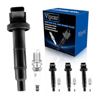 Imagem de Vipcar Conjunto De 4 Bobinas Ignição Uf333 E Velas Irídio Compatíveis Com Toyota Camry 2.4L 2002-10, Rav4 2.0/2.4 2001-08, Corolla 2.4 2009-10, Highlander Matrix Solara H2250H Vibe Tc 2001-07