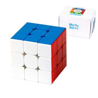 Imagem de MOYU RS3M Cubo de velocidade 3 x 3, versão magnética, cubo de velocidade 3 x 3 sem autocolantes, quebra-cabeças de cubo profissional macio e ajustável, brinquedo para amantes de cubos