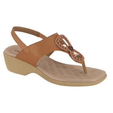 Imagem de Sandália Beira Rio Feminina Anabela Pedraria Camel, Camel, 37, Mulher