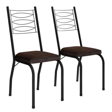 Imagem de Kit 2 Cadeiras Aço Carbono Tubular Metálica Acabamento D-25 Luana