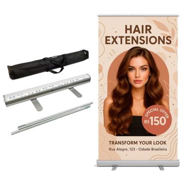 Imagem de Porta Banner Retrátil com bolsa 80 x 200cm suporte Roll Up