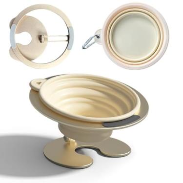 Imagem de Tigela de comida dobrável elevada para cães e gatos, prato de água elevado portátil para ração para animais de estimação, alimentador de alimentos inclinado ajustável para cães e gatos em ambientes