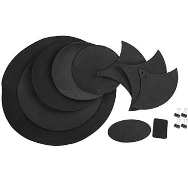 Imagem de Akozon 14 PCs Tambor Practice Pad Pad Conjunto - Material EBr Drum Drum Mudo para Prática Silenciosa - Silenciador e Mudo