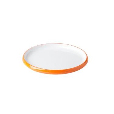 Imagem de Prato de prato frio de porcelana de imitação de melamina circular simples de duas cores estilo nórdico - 20 cm laranja e branco duas cores
