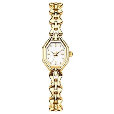 Imagem de BESTKANG Relógio feminino requintado de luxo, pulseira vintage, à prova d'água, vestido moderno, relógios de quartzo para mulheres, Dourado, branco, Vintage
