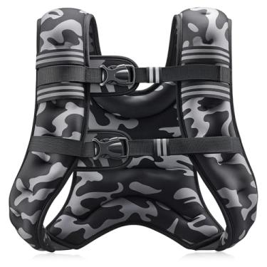 Imagem de ZELUS Colete pesado, 2,7 kg/3,6 kg/5,4 kg/7,3 kg/9,1 kg/11,3 kg/13,6 kg, colete de peso para homens e mulheres com tiras refletivas de bolso de armazenamento para treino, treinamento de força, corrida