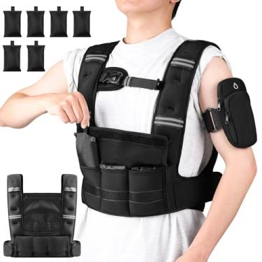Imagem de Prodigen Colete com peso ajustável de 1,8 a 5,4 kg para mulheres, homens, para corrida, caminhada, cardio e treinamento de força, com ombreiras e listras refletoras