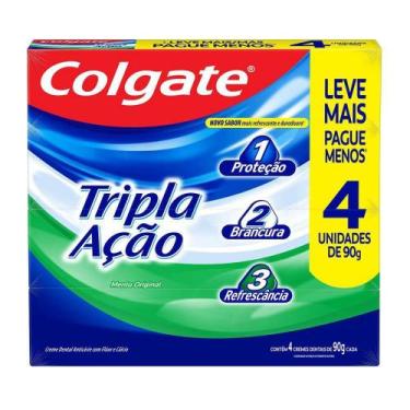 Imagem de Creme Dental Anticárie com Flúor e Cálcio Colgate Tripla Ação 90g 4 un