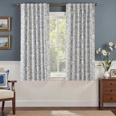 Imagem de jinchan Cortinas blecaute florais para quarto, sala de estar, 153 cm de comprimento, cortinas de fazenda, escurecimento de quarto, vintage, cortinas curtas, bolso tradicional, tratamento de janela, 2
