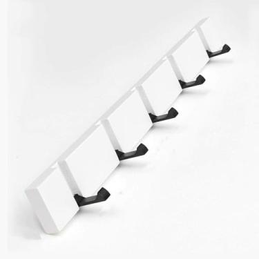 Imagem de Cabideiro De Parede, Madeira Com Ganchos Retráteis, Belas E Elegantes Roupas Para Pendurar Roupas, Chaves, Toalhas, White, 5 hook