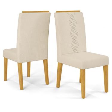 Imagem de Kit 2 Cadeiras De Jantar Estofadas Yasmin Dj Moveis Linho Neve Cedro