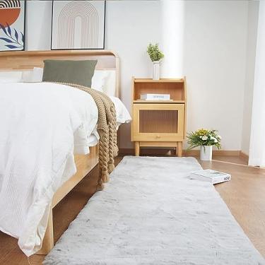 Imagem de Ghouse Tapete ultramacio de pele de coelho sintético, lavável à máquina para quarto, tapetes fofos para sala de estar, tapete sem queda de pele de carneiro cinza tapetes de corredor 6 x 3 m