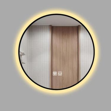 Imagem de Espelho De Sala Led Redondo, Espelho De Nevoeiro De Parede Ti-fog, Brilho Ajustável, Luz Branca/luz Quente, Moldura Preta, 50cm / 60cm / 70cm, White Light, 60cm/24in