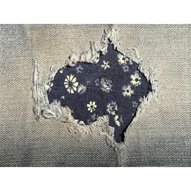 Imagem de Remendos florais azuis marinhos Peek-A-Boo Iron ON da Holey Patches em tamanhos variados (7,6 cm x 12,7 cm, conjunto com 2)