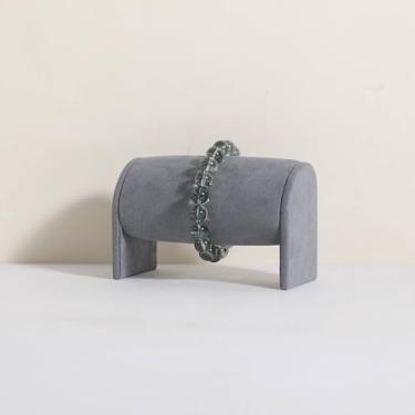 Imagem de GemeShou Organizador de pulseira cinza para boutique, suporte de exibição de relógio de veludo para venda, suporte de pulseira feminina para decoração de casa de bancada 【Suporte de pulseira cinza 】