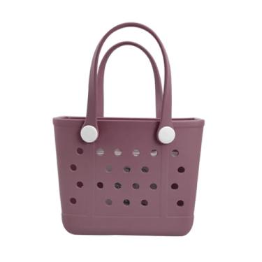 Imagem de Sacola pequena, bolsa de praia de borracha impermeável à prova de dicas ao ar livre para esportes de praia, barco, piscina (roxo vermelho)